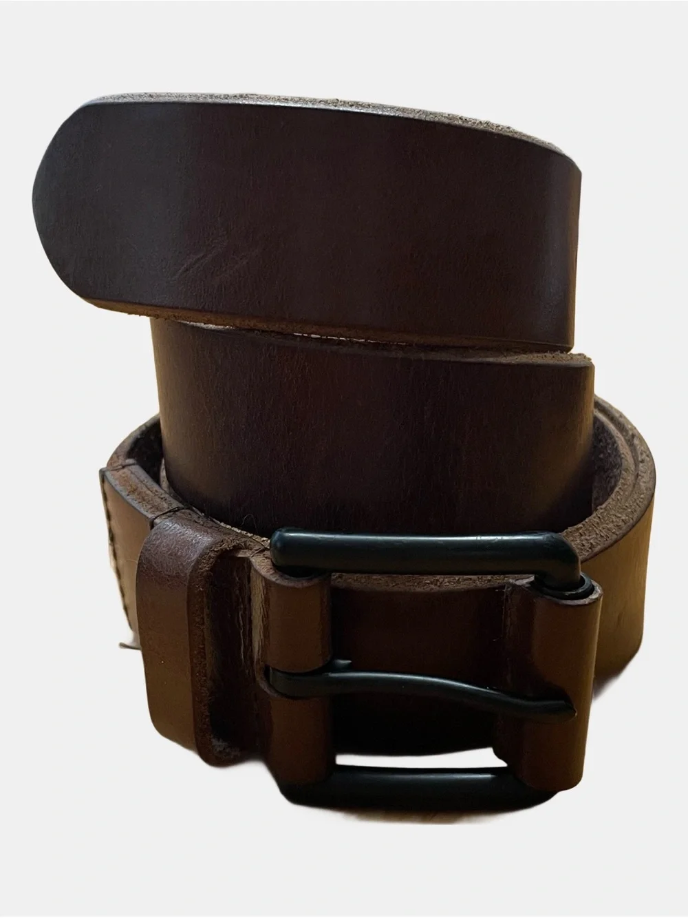 Lucky Brand Brown Leather Belt Mens Size‎ 40 XL Matte Black Buckle